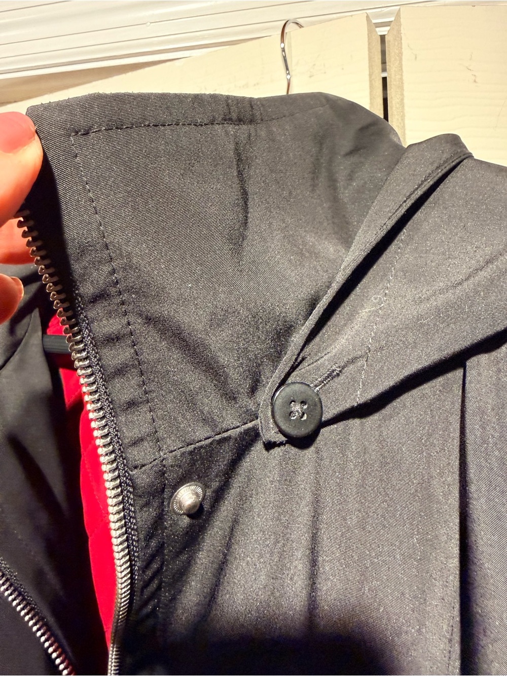 London Fog XXL Classic Black Hooded Belted Raincoat Trench Red Quilted Lining - Picture 4 of 11